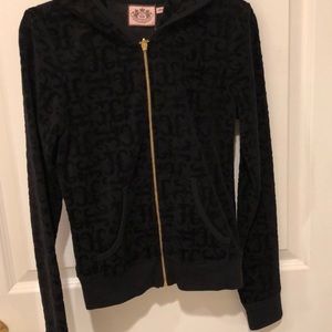 Petite black velour juicy couture hoodie.